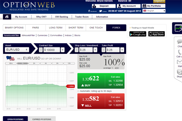 OptionWeb screen shot