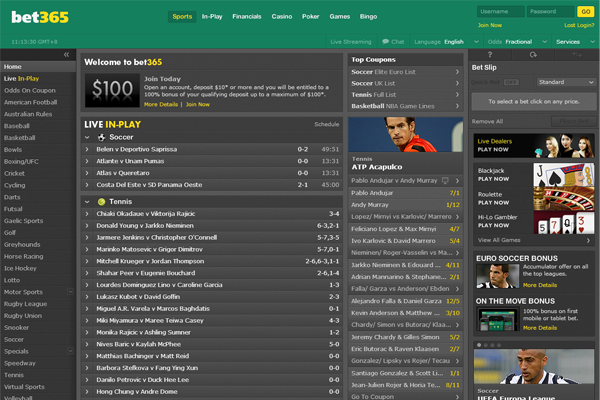 Bet 365 screen shot