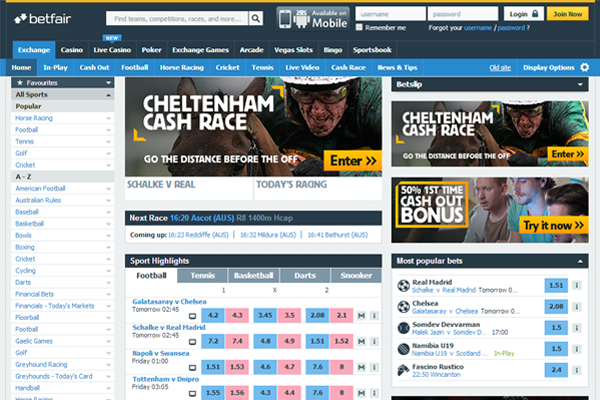 Betfair screen shot