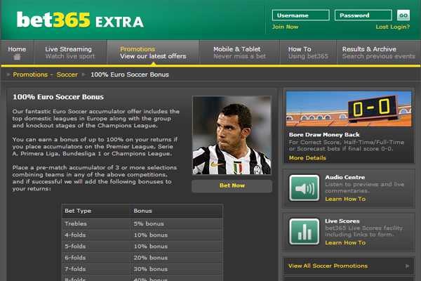 Bet 365 screen shot