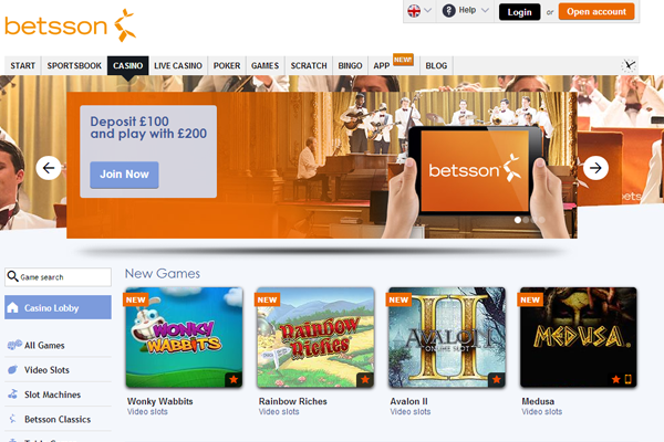 Betsson Casino screen shot