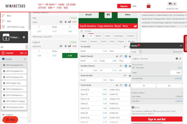 Winabet 365 screen shot