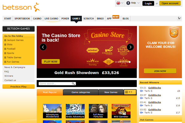 Betsson Casino screen shot